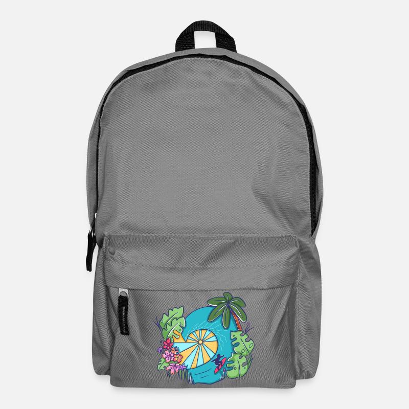 Tropical Ocean Wave with Palms – Summer Art - Rucksack - Mittelgrau