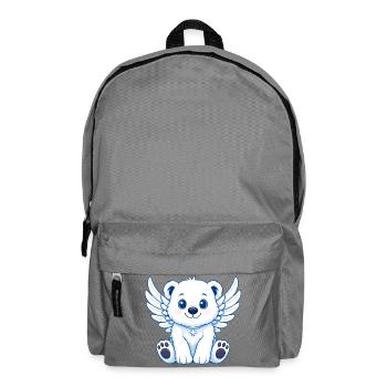 Mignon ours polaire ange dessin animé avec des ailes de joie - Sac à dos - gris éléphant - Devant