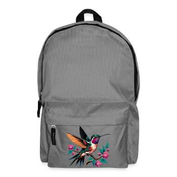 Vibrant Hummingbird on Blooming Branch - Backpack - elephant grey - Front