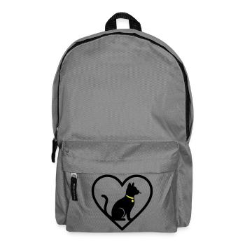 Katze Herz Silhouette Niedlicher Haustierliebhaber - Rucksack - Mittelgrau - Vorne