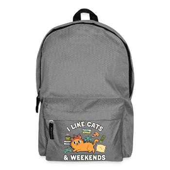 Ich mag Katzen und Wochenenden Chill Out Katze - Rucksack - Mittelgrau - Vorne