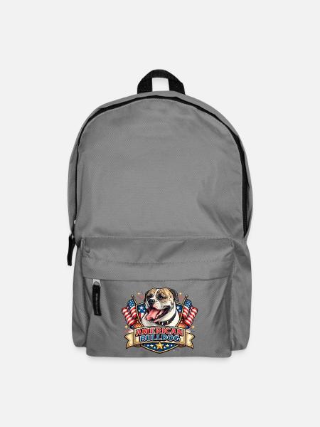 Amerikanischer Bulldog Flaggen-Emblem - Rucksack - Mittelgrau