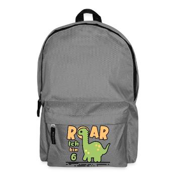 6ème anniversaire dinosaure - Sac à dos - gris éléphant - Devant