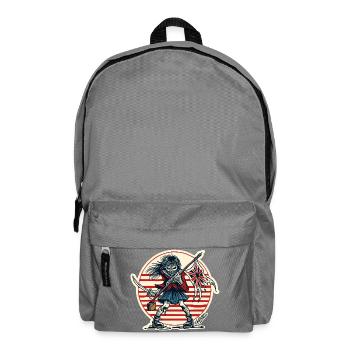 Abtrünnige Samurai-Jungfrau mit zerfetzter Flagge - Rucksack - Mittelgrau - Vorne