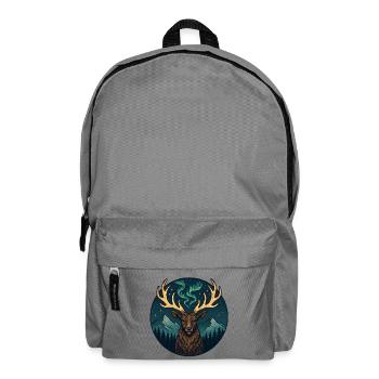 Northern Lights Moose in Mountain Landscape - Backpack - elephant grey - Front