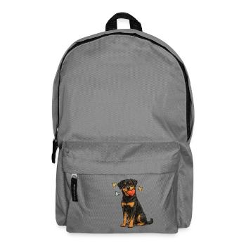 Rottweiler dog with heart and butterflies - Backpack - elephant grey - Front