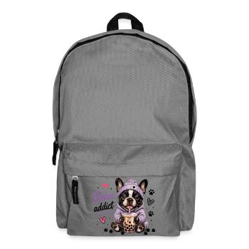 Boba Addict Französische Bulldogge Bubble Tea - Rucksack - Mittelgrau - Vorne