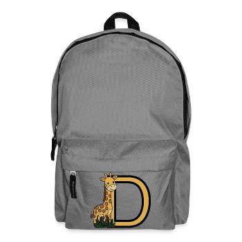 Giraffe mit Buchstaben D - Rucksack - Mittelgrau - Vorne