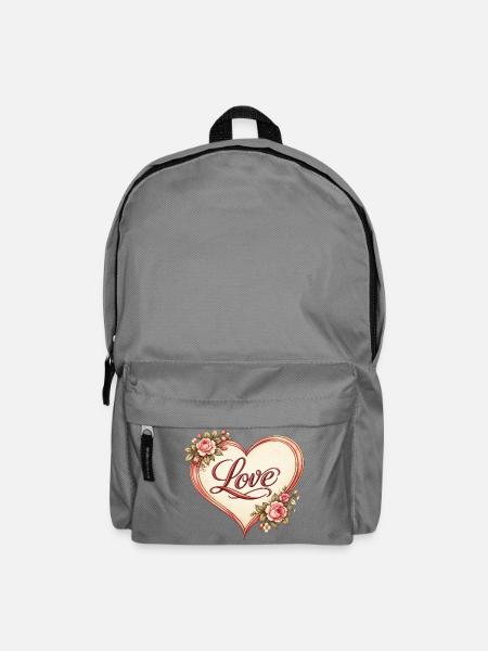 Retro Herz Liebe und Rosen - Rucksack - Mittelgrau
