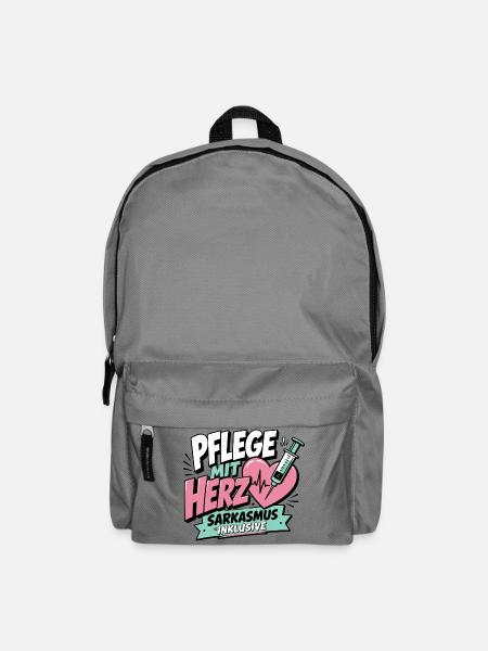 Pflegekraft Geschenk - Pflege mit Herz - Rucksack - Mittelgrau