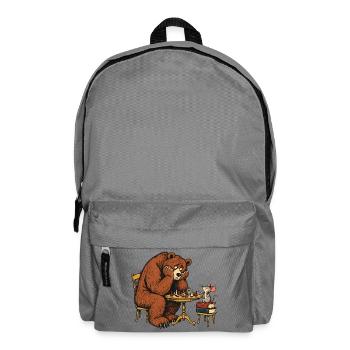 Bär & Maus beim Schach – Lustiges Schachmotiv - Rucksack - Mittelgrau - Vorne
