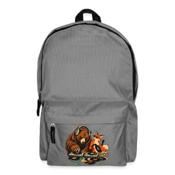 Bär & Fuchs als Vinyl DJs – Musikduo - Rucksack - Mittelgrau - Vorne