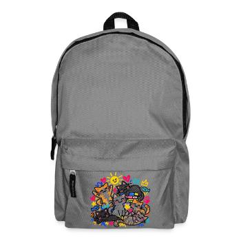 Katzen Doodle Katzenliebe Bunte Katzen Geschenk - Rucksack - Mittelgrau - Vorne