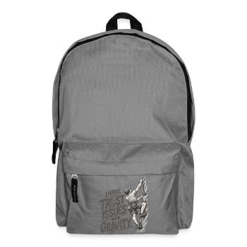 Lustiger Kletter-Schwerkraft-Humor - Rucksack - Mittelgrau - Vorne