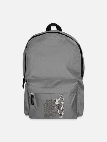 Lustiger Kletter-Schwerkraft-Humor - Rucksack - Mittelgrau