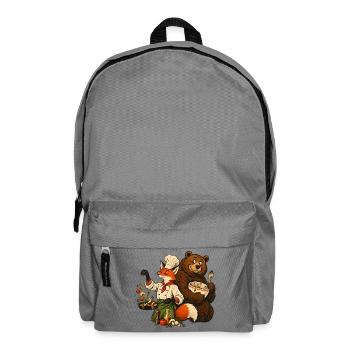 Fuchs & Bär beim Kochen – Kochteam - Rucksack - Mittelgrau - Vorne