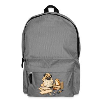 Mops & Hamster beim Heimwerken – Heimwerker - Rucksack - Mittelgrau - Vorne