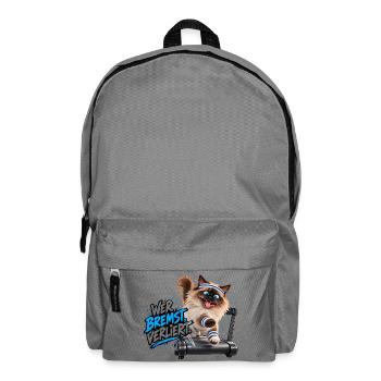 Wer bremst, verliert! – Verrückter Fitness-Kater - Rucksack - Mittelgrau - Vorne