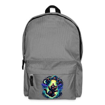 UFO entführt Katze – Lustige Retro Pixel Art - Rucksack - Mittelgrau - Vorne