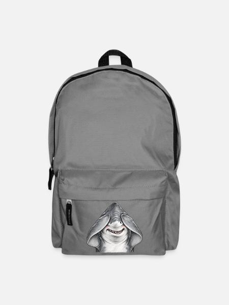 Schüchterner Hai, der seine Augen verbirgt Tierhumor - Rucksack - Mittelgrau