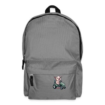 Schwein Rasenmäher Gartenliebhaber Motiv - Rucksack - Mittelgrau - Vorne