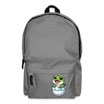 Buntes Osterei mit Schlüpfendem Frosch Motiv - Rucksack - Mittelgrau - Vorne