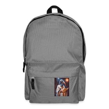 Thoth, ibis-headed god, holding a scroll - Backpack - elephant grey - Front