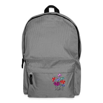 Blumen - Rucksack - Mittelgrau - Vorne