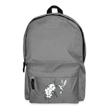 fleurs de cerisier et hibiscus, petit oiseau colib - Sac à dos - gris éléphant - Devant