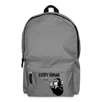 CHAQUE ÊTRE HUMAIN ... | Singe pensant à la manière de Banksy - Sac à dos - gris éléphant - Devant