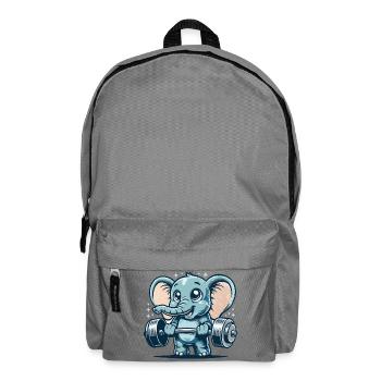 Cute cartoon elephant doing strength training - Backpack - elephant grey - Front