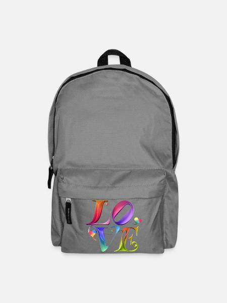Bunte Herzensliebe Schriftkunst - Rucksack - Mittelgrau