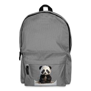 Cuddly panda baby on pebble path - Backpack - elephant grey - Front