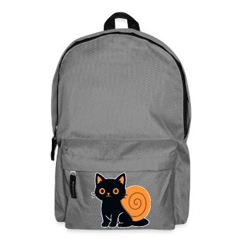 Katzensilhouette in Orange - Rucksack - Mittelgrau - Vorne
