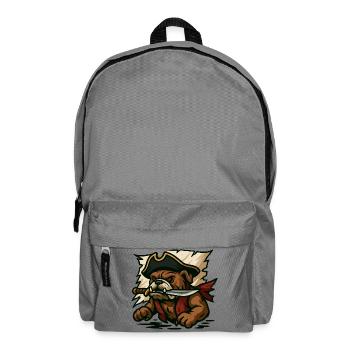 Féroce Bulldog Pirate avec couteau Mascotte de dessin animé - Sac à dos - gris éléphant - Devant