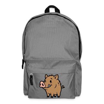 Süßes Wildschwein Comic Glücksbringer - Rucksack - Mittelgrau - Vorne