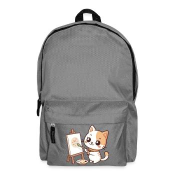 Kawaii Painter Cat on Pastel Palette - Backpack - elephant grey - Front