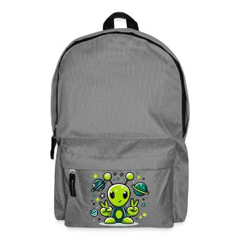 Green alien in space fun - Backpack - elephant grey - Front