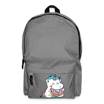 Kawaii Unicorn Hippo with Donut - Backpack - elephant grey - Front