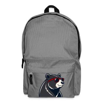 Bear Red Glasses Cartoon - Backpack - elephant grey - Front