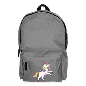Regenbogen-Einhorn-Glitzer-T-Shirt - Rucksack - Mittelgrau - Vorne