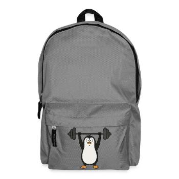 Pinguin Workout Gewichtheber Fitness Gym  - Rucksack - Mittelgrau - Vorne