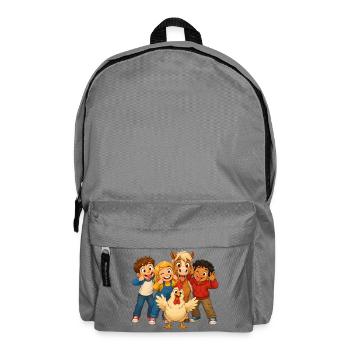 Kinder machen Grimassen mit lustigen Hoftieren - Rucksack - Mittelgrau - Vorne