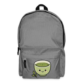 Süßer Kawaii Matcha Teetassen-Aufkleber - Rucksack - Mittelgrau - Vorne
