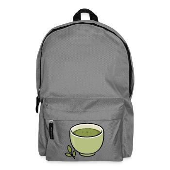 Minimalist Matcha Tea Cup Illustration - Backpack - elephant grey - Front