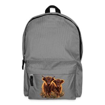 Highlandrinder im Abendlicht - Rucksack - Mittelgrau - Vorne