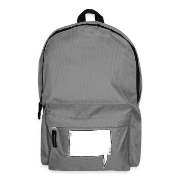 Eckige Sprechblase rechts in Weiß used look - Rucksack - Mittelgrau - Vorne