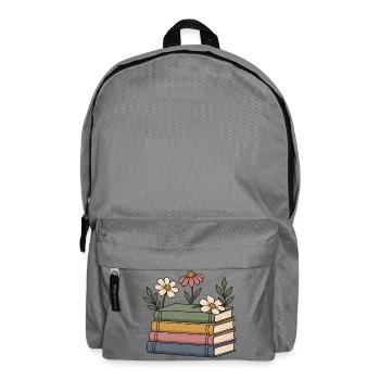Bücher und Wildblumen - Rucksack - Mittelgrau - Vorne