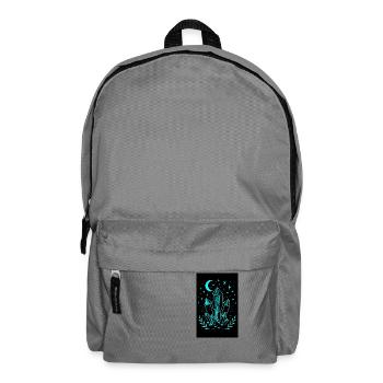 Mystische Kristalle, Mond und Sterne in Neonlichtern - Rucksack - Mittelgrau - Vorne