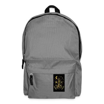 Mystische Kristalle, Mond und Sterne in Neonlichtern - Rucksack - Mittelgrau - Vorne